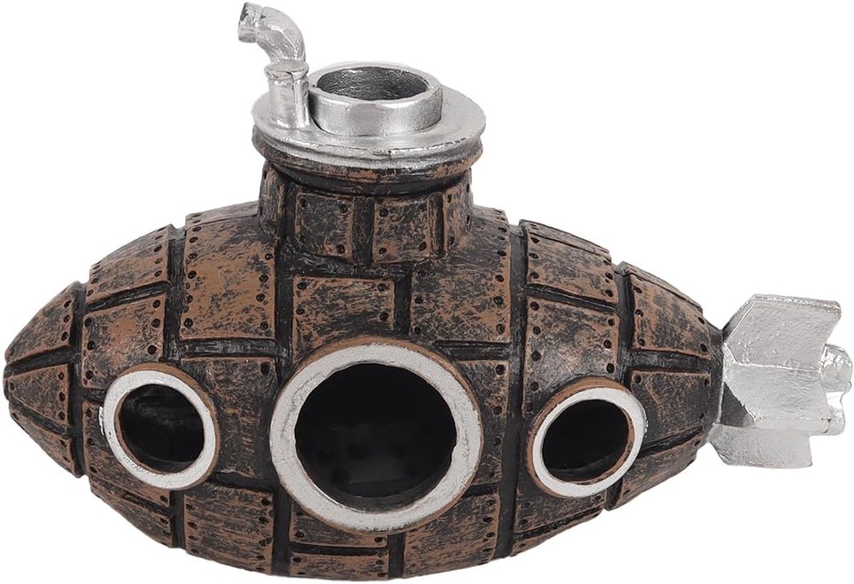 SnelShoppen - Aquarium Ornaments Submarine Decoratie - Scheepswrak Hiding Cave voor Kleine Betta Vissen - Resin Zwemdoorloop Ornament voor Aquaria