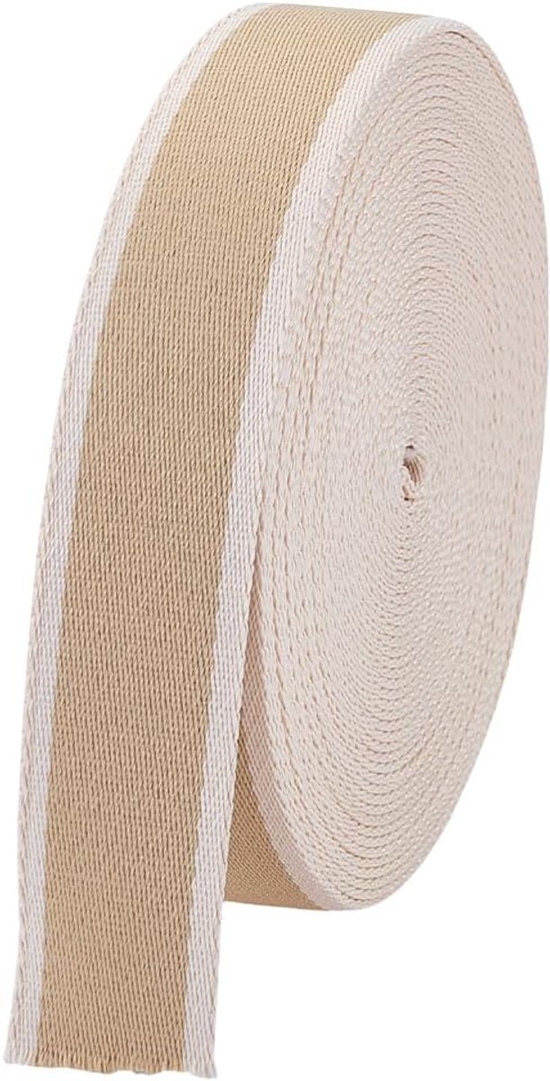 SnelShoppen - 12.5m Woven Heavy Duty Gestreepte 1.5 Inch Witte Polyester Band voor Tas Handvatten, Tasriemen, Tote Tas, Stoffen Riem, Creatieve Klusse