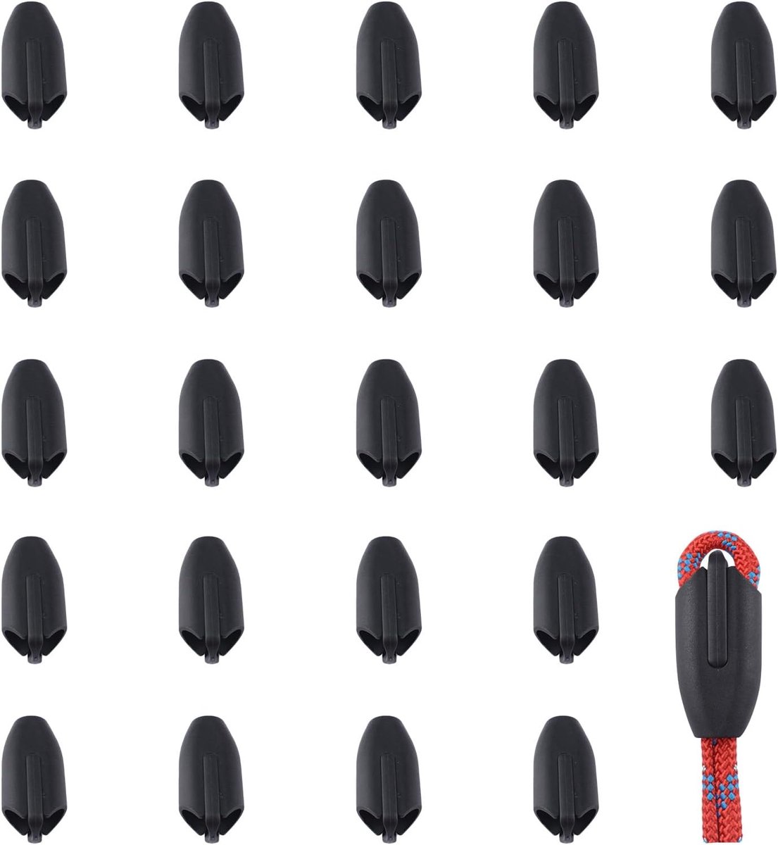 SnelShoppen - 50 Stuks Herbruikbare Touwklemmen, Plastic Touwconnector Klem, Geschikt voor Nylon Touw of Vlecht Touwen (Gatdiameter 8mm)