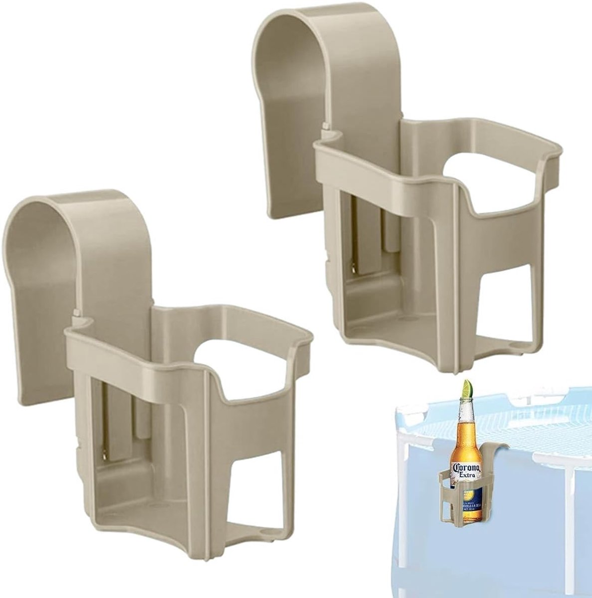 SnelShoppen - Pool Cup Holder 2 Stuks, Multifunctionele Drinkhouder voor Zwembadrand, Geschikt voor Ronde en Vierkante Leuningen, Ideaal voor Tuin, Fe