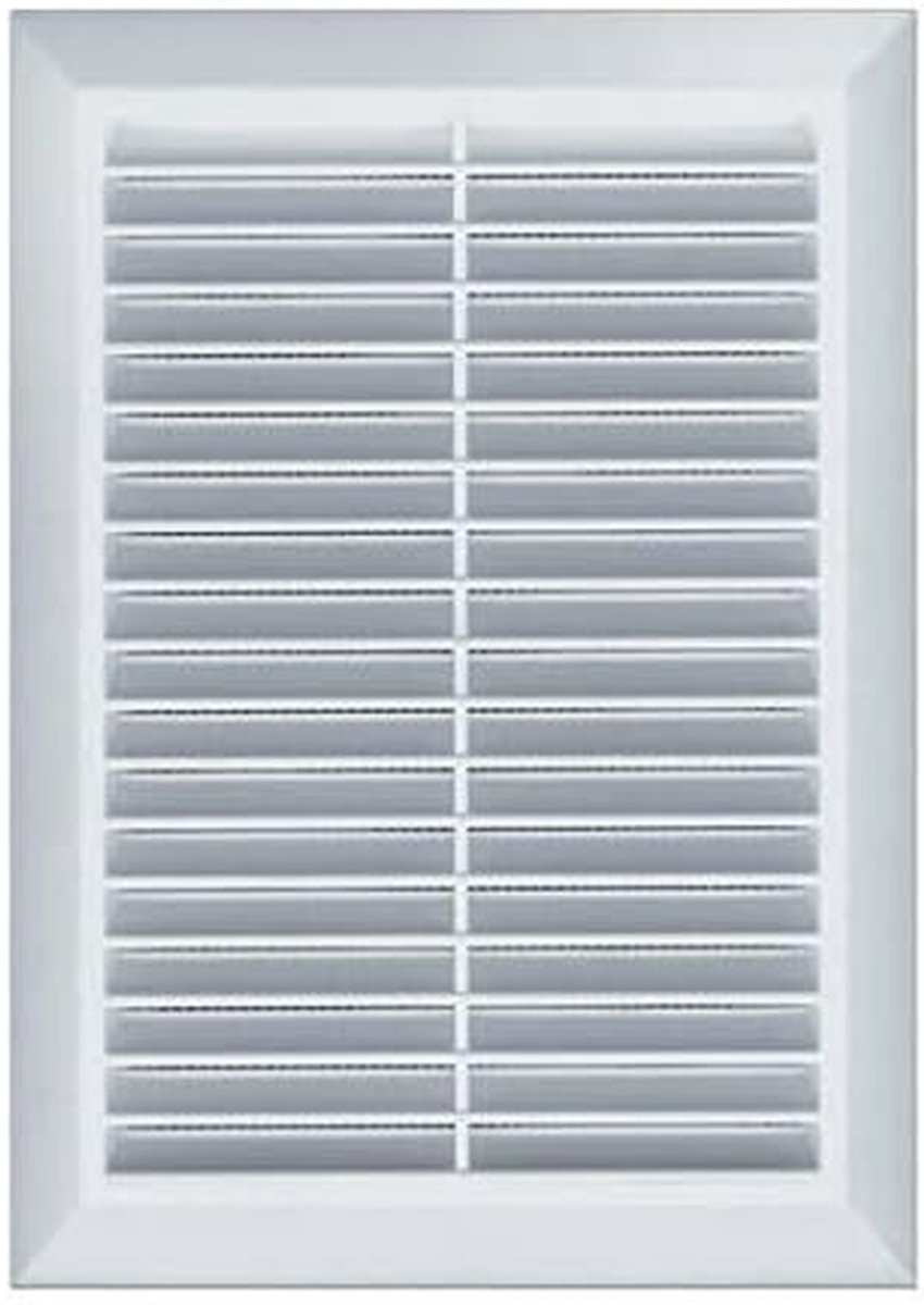 Ventilatierooster - Wandrooster Vliegenhor - Ventilatie Verbeteren - Met Vliegengaas - 140 x 280 mm - Wit
