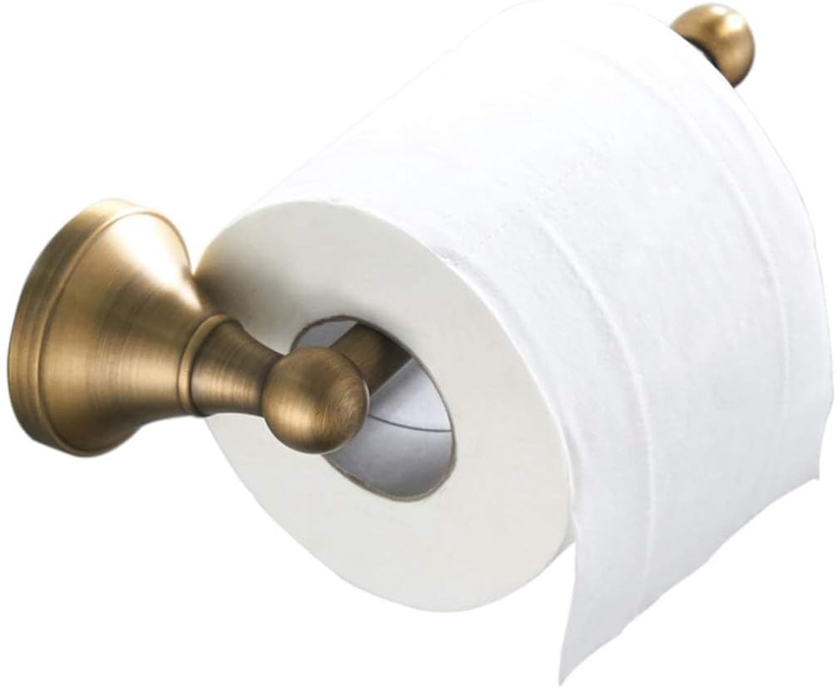 Geborsteld Messing WC-Papierhouder - Wandmontage - 20 cm - Roestvrij en Stevig - Vintage Goud - Badkameraccessoire