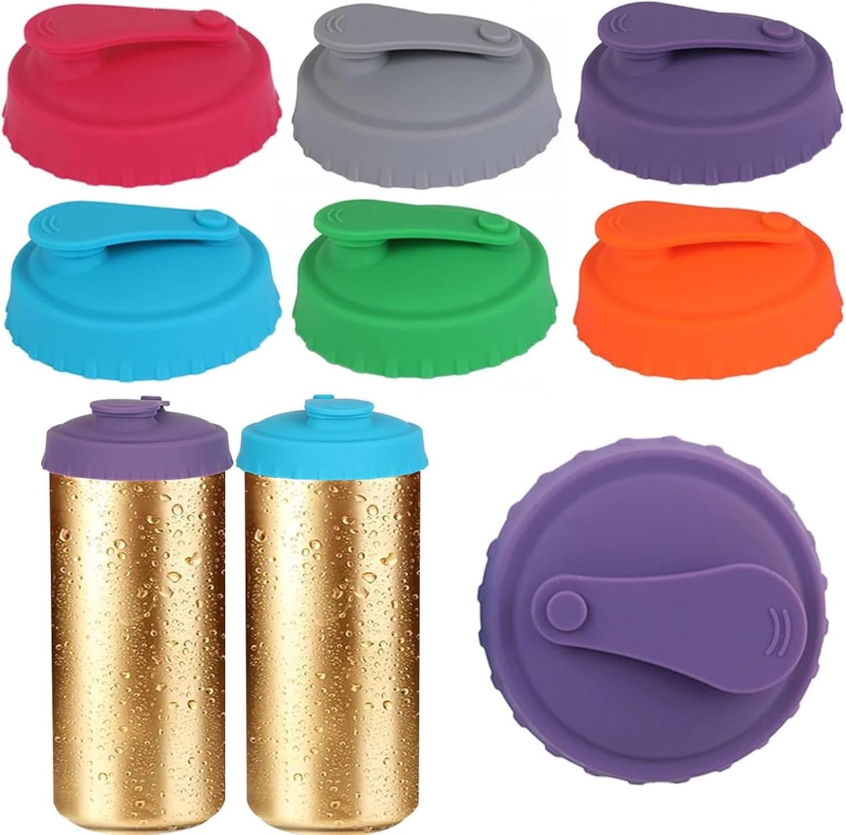 Siliconen Blikdeksels - 6 Stuks - Herbruikbaar Drinkbeschermer - Blikjes Cover - Sluiting Van Drankblikjes - Blikjes Dop - Blikjes Sluiter - Frisdrankblikjes deksels - Can cover - BPA Vrij - Voor buitenfeestjes, kamperen en reizen - 6 Kleur