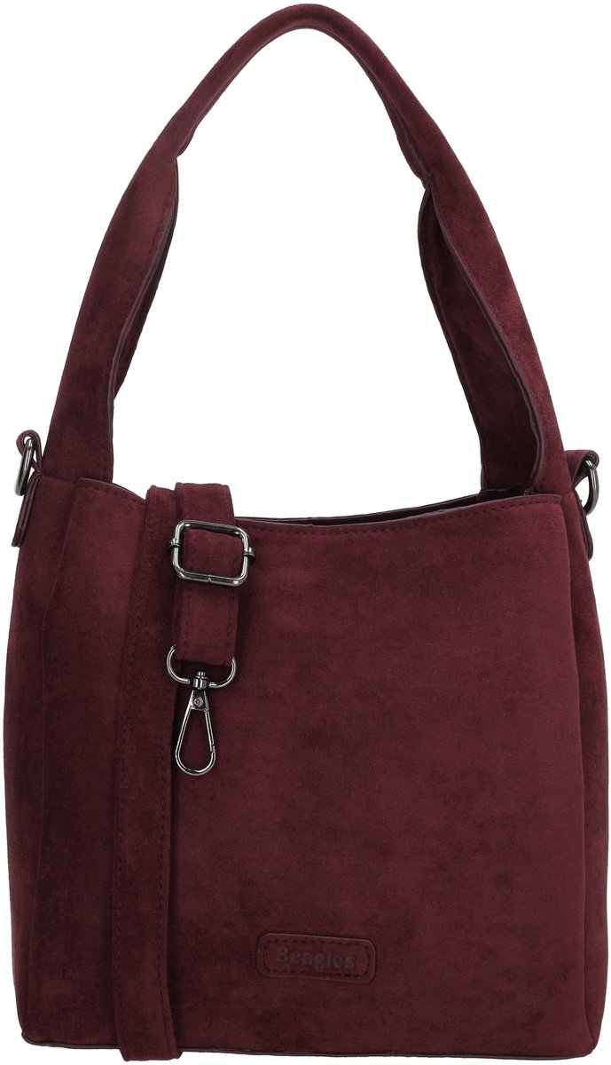 Beagles Ako Handtas - Schoudertas - Faux Suede - Crossbody - Dames Tas - Afneembare Schouderband - Ritssluiting - Bordeaux rood