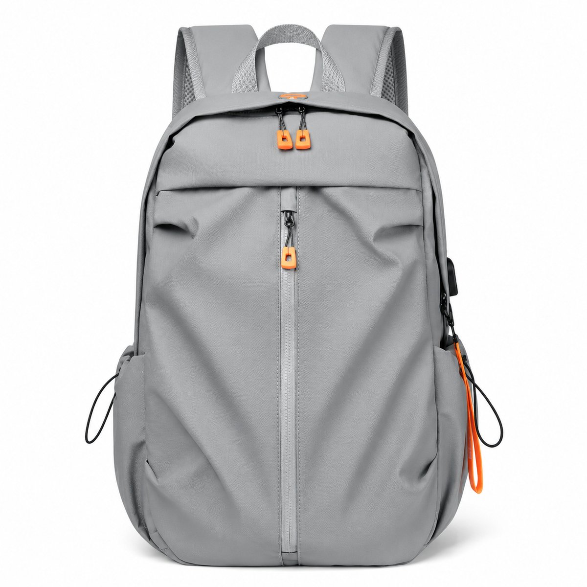 VHV - Schoolrugzak met laptopvak - USB- en hoofdtelefoonaansluiting - 30L - voor school en studie - Grijs