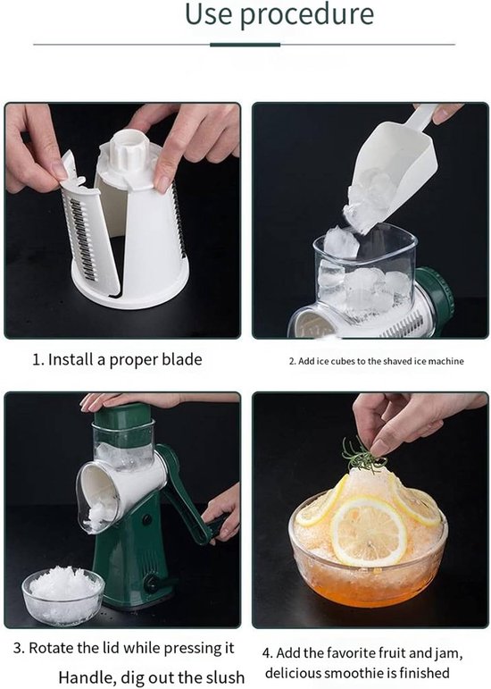 Handmatige ijsscheermachine, compacte ijsbreker en multifunctionele groentesnijder, handbediend voor thuisgebruik (Wit) — afbeelding 4