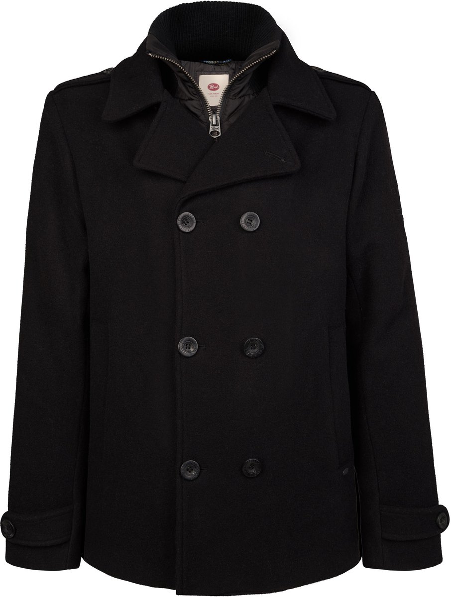 Petrol Industries - Heren Wollen peacoat millstation - Zwart - Maat XXXL