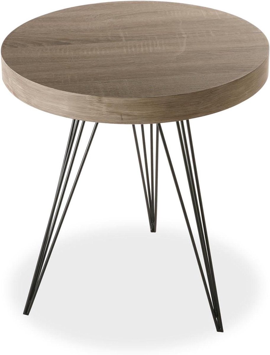 Bijzettafel - Salontafel Hoektafel - Woonkamer Inrichting - Industriële Stijl - 55 x 50 x 50 cm - Bruin Zwart
