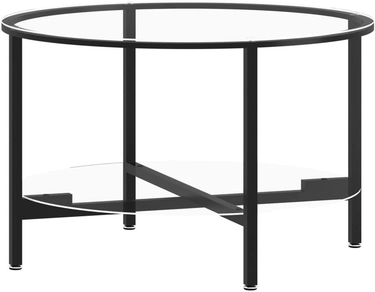 Salontafel - Bijzettafel Hoektafel - Woonkamer Inrichten - Tweedelig Ontwerp - 70 cm - Zwart Transparant
