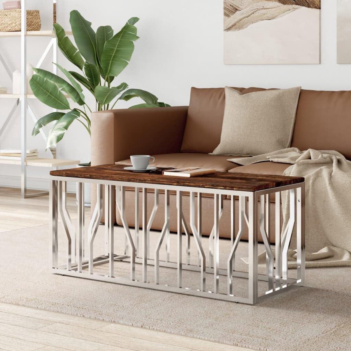 Salontafel Oud Hout - Bijzettafel Woonkamer - Decoreren Woonkamer - Massief Gerecycled Hout - 110 x 45 x 45 cm
