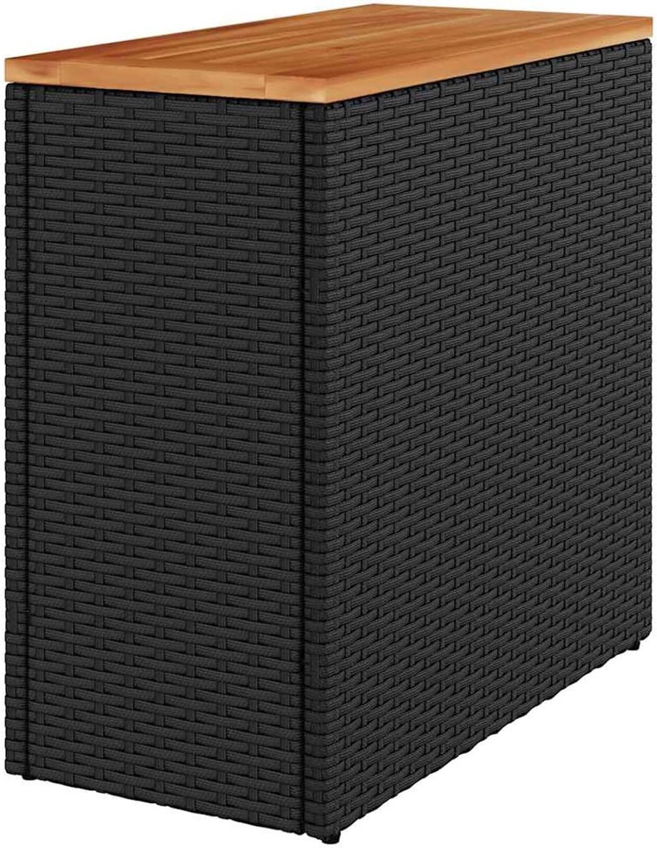 Tuinbijzettafel met houten blad - Balkontafel outdoor - Buiten genieten - Duurzaam PE-rotan - 58 x 275 x 55 cm