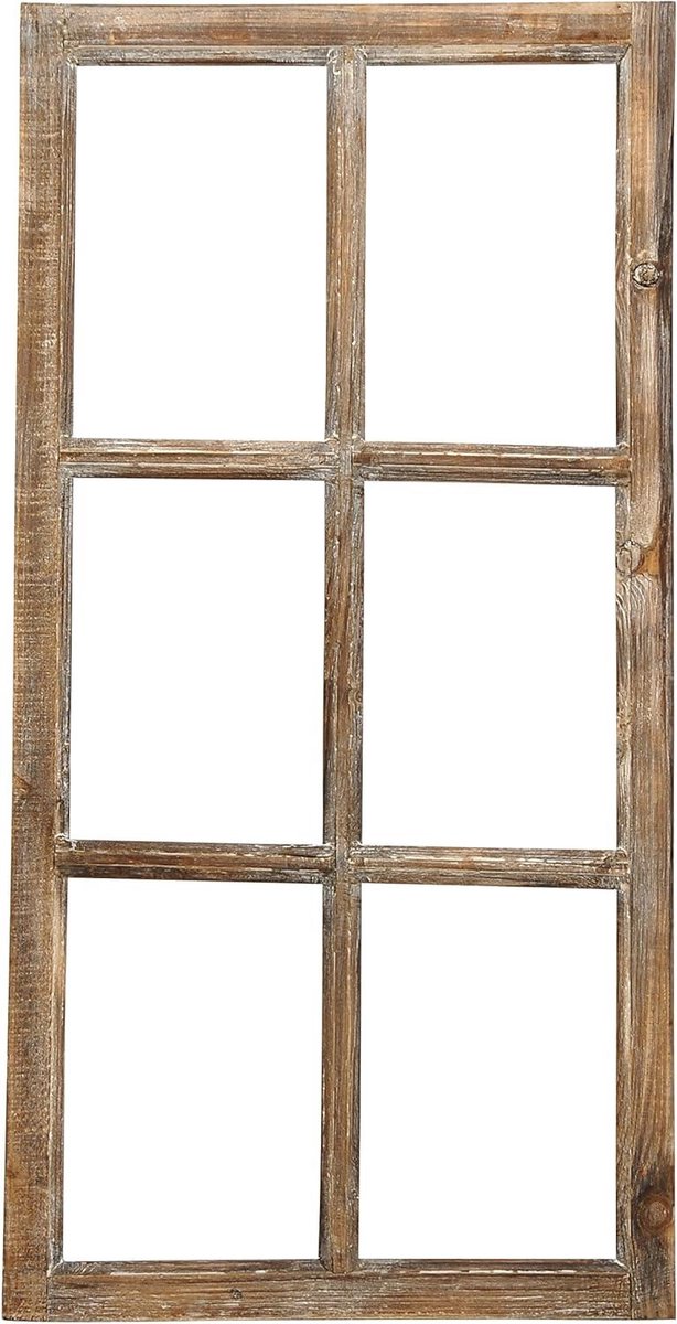 Decoratief Raamkozijn - Houten Raamlijst - Wanddecoratie - Zonder Glas - 43 x 85 cm - Bruin Antiek