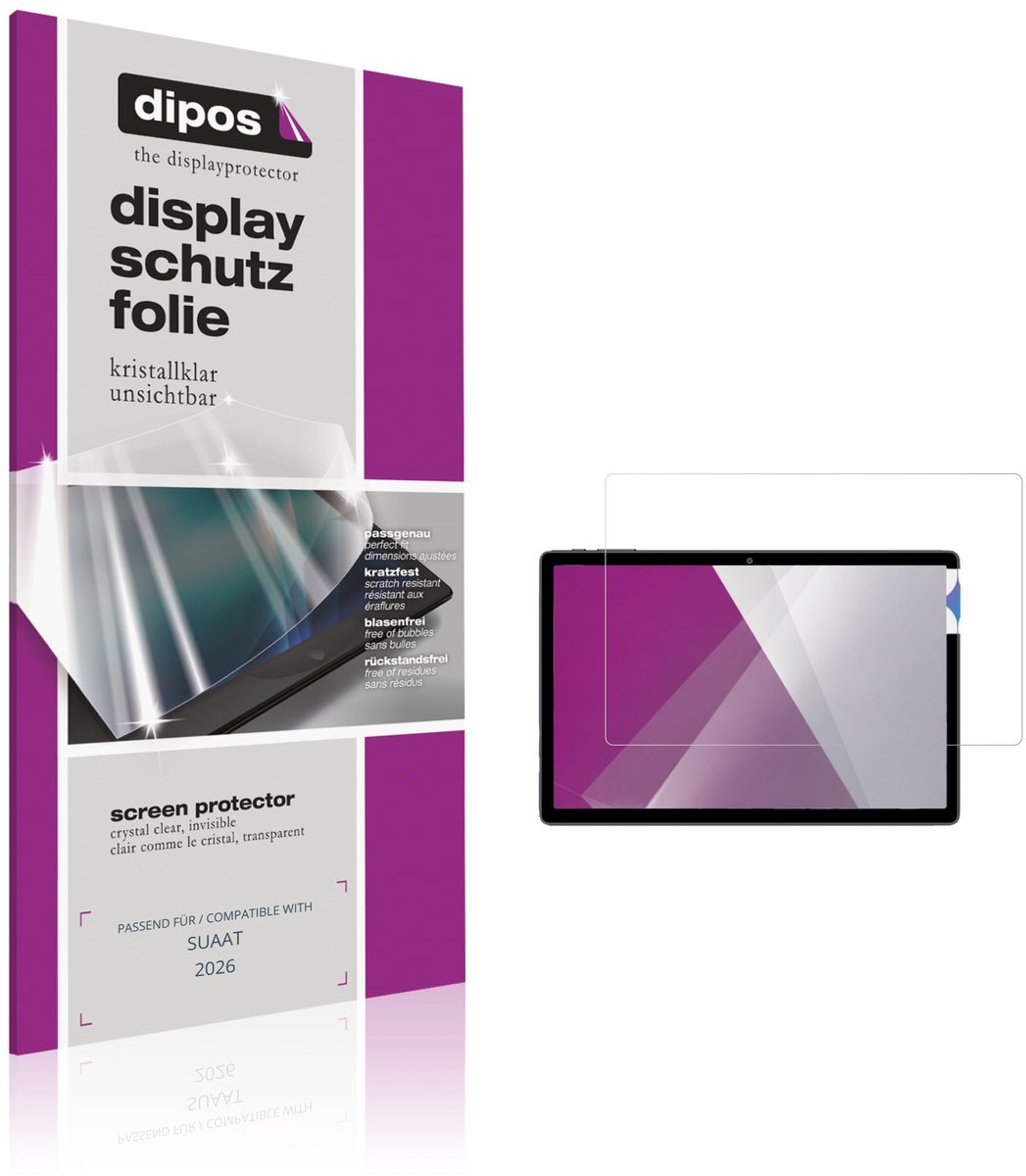 dipos – 2x Beschermfolie geschikt voor SUAAT 2026 | Krasbestendige & heldere Screenprotector Ultra-Thin