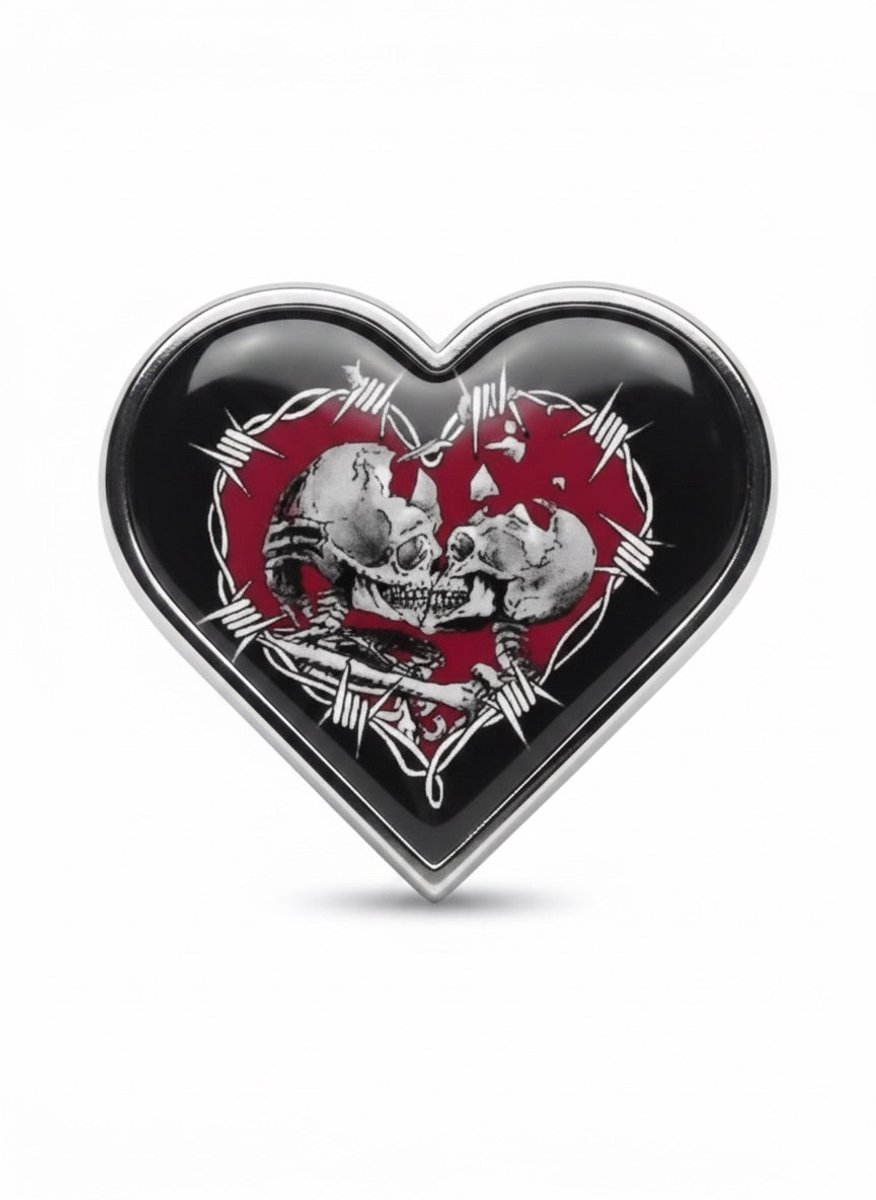 Skeleton love heart pin