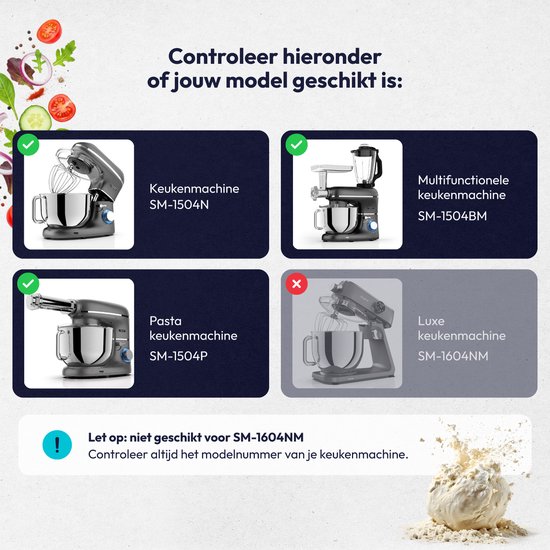 Fentic Deeghaak - Geschikt voor Fentic SM-1504N keukenmachine (6,2L) van Fentic — afbeelding 3