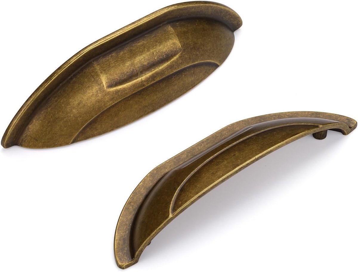 Vintage Schelp Handgrepen voor Meubels - Retro Deurgrepen voor Keuken- en Kastdeuren - 6 Stuks, 64mm (Brons)