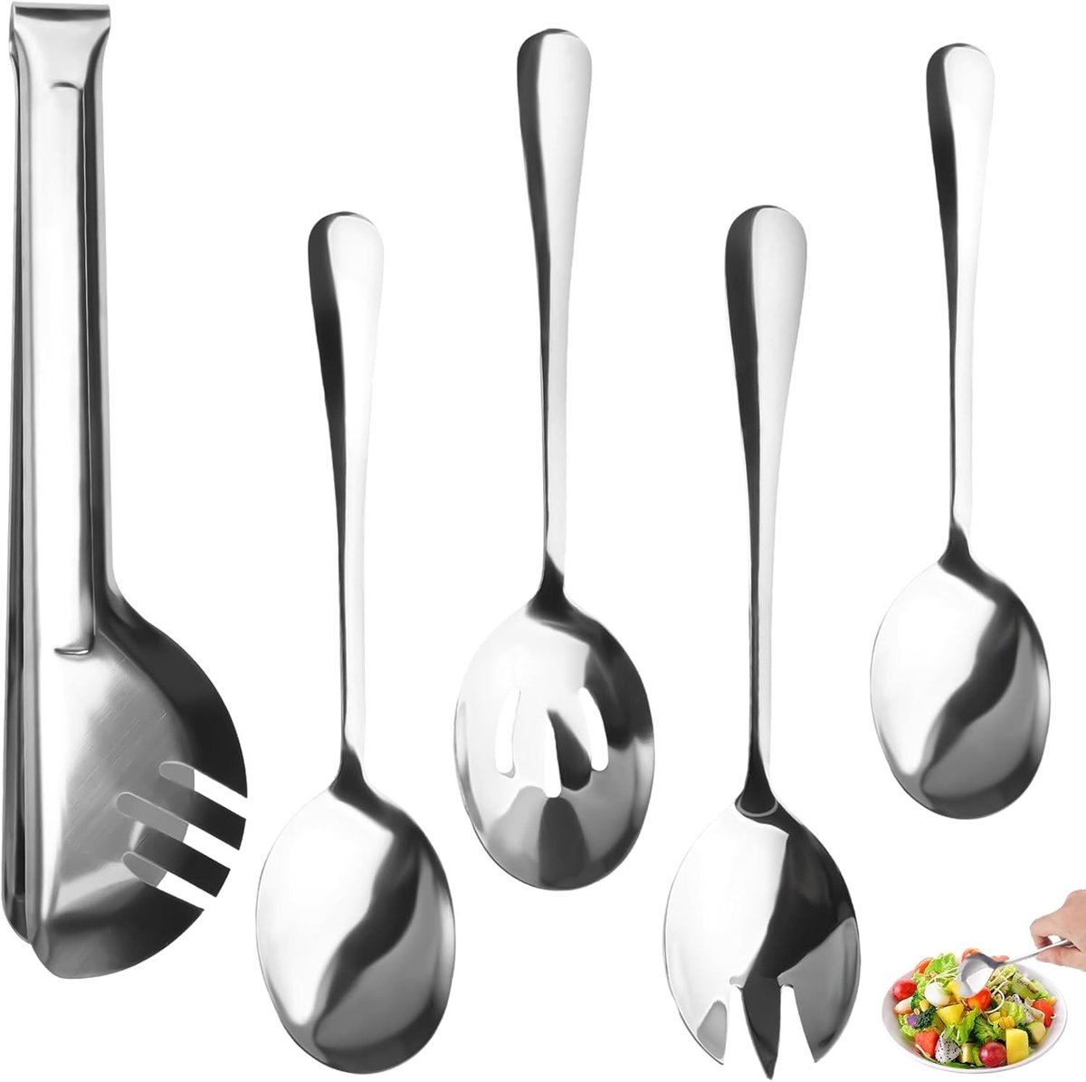 Set van 5 Grote Opscheplepels van Roestvrij Staal voor Serveerdoeleinden, Ideaal voor Feesten, Bruiloften en Dagelijks Gebruik, Duurzaam en Makkelijk Schoon te Maken