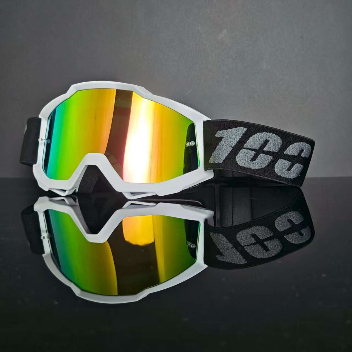Motorbril - Winddichte motorbril - Skibril - Motorveiligheidsbril - Motocrossbril - Outdoorbril - Buitenbril - Helm met open achterkant - Wit montuur met roze lenzen
