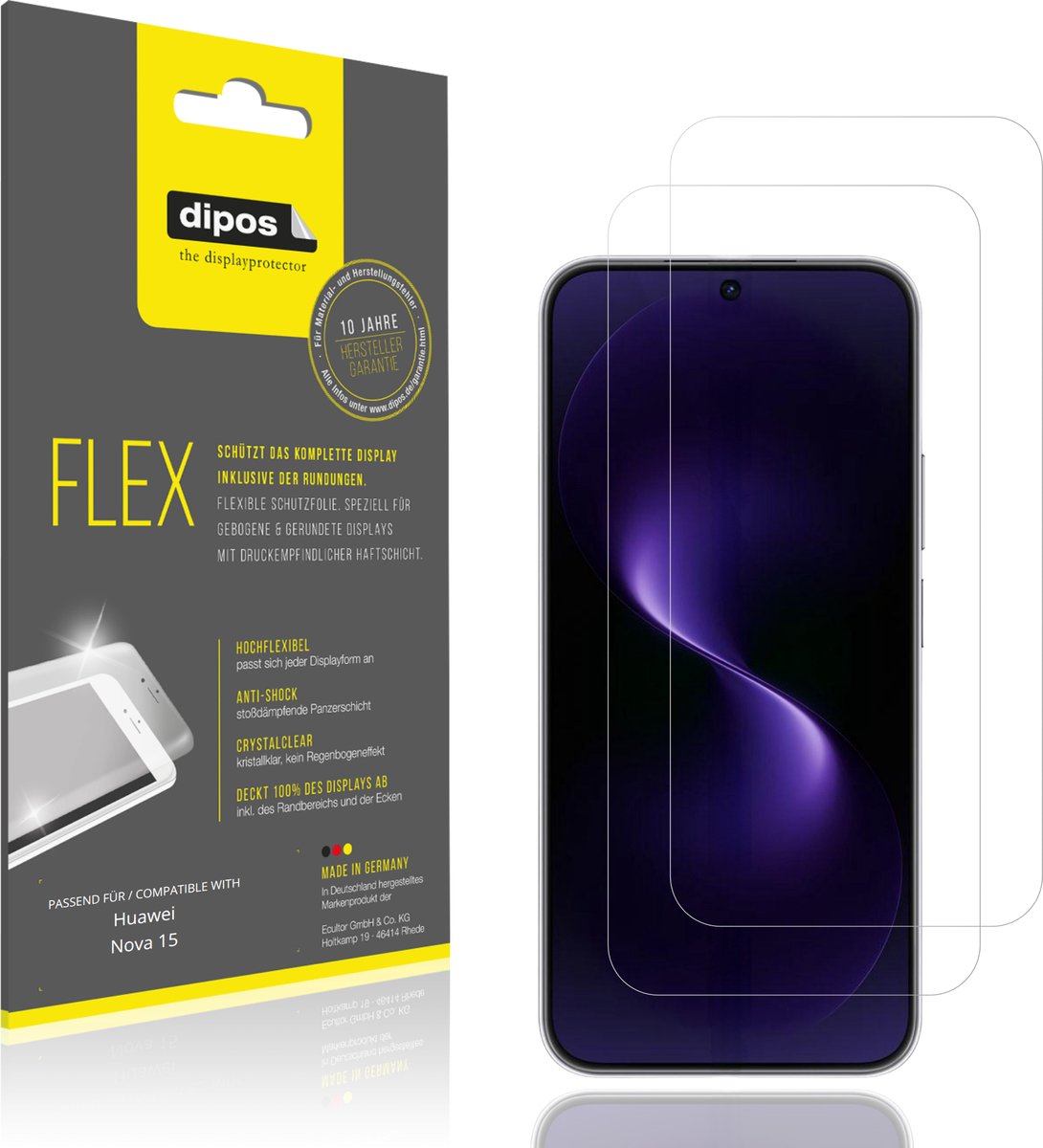 dipos – 2x Beschermfolie geschikt voor Huawei Nova 15 | 3D Full Cover Screenprotector | 100% Passend