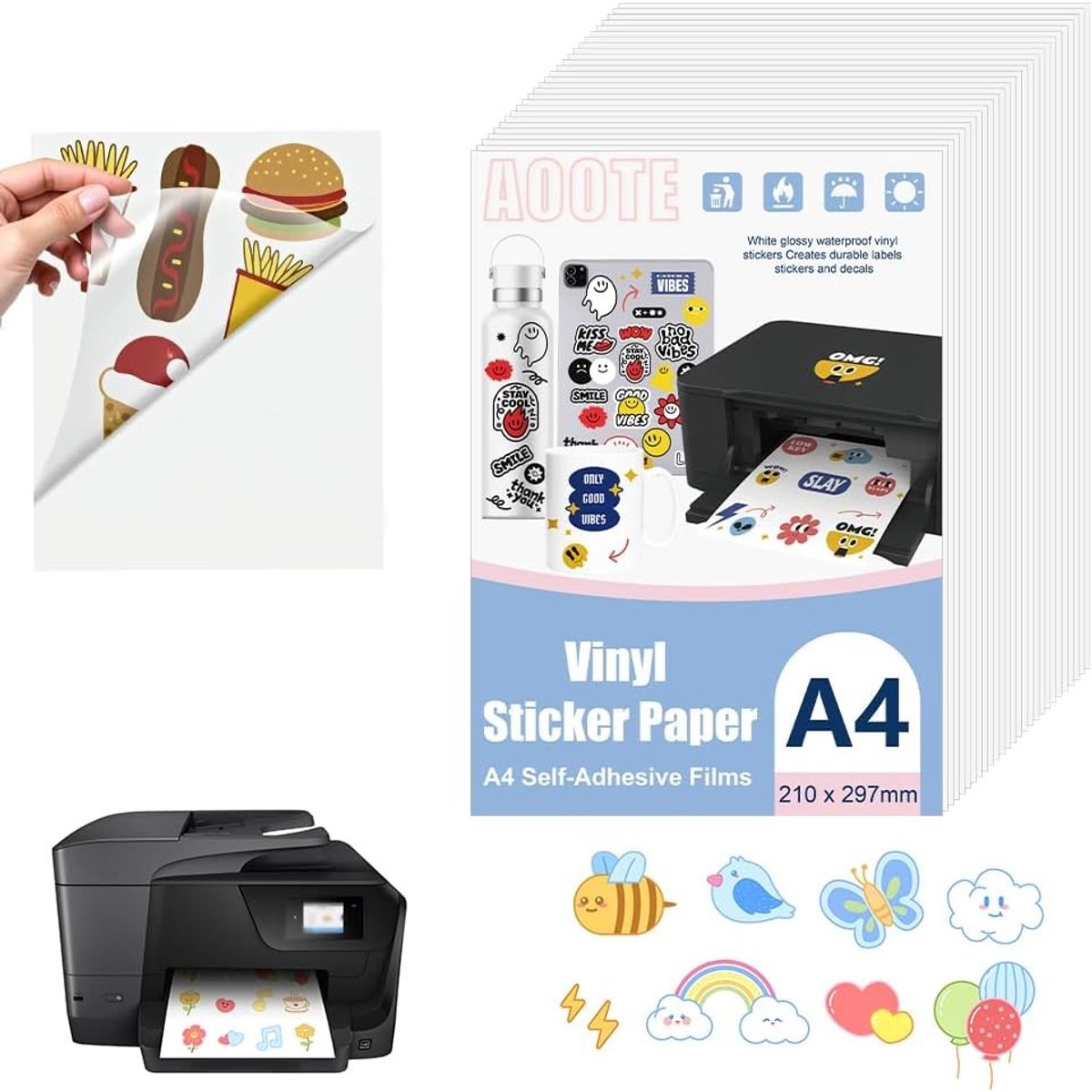 26 Vel Printbare Vinyl Sticker Papier voor Inkjet Printers - Waterdicht en Transparant Stickers maken