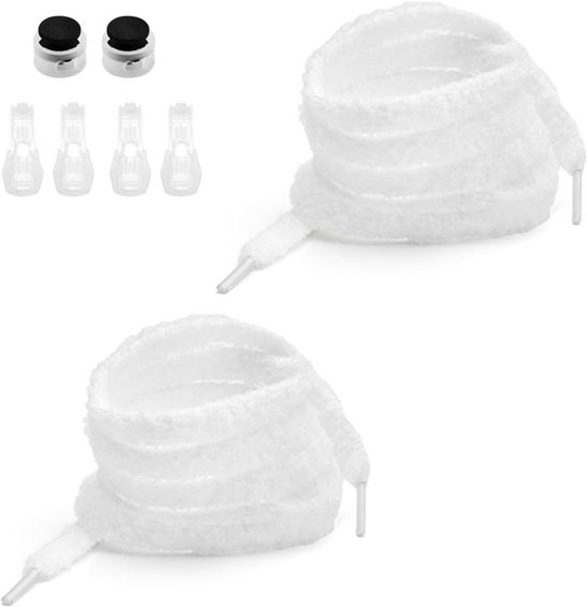 120cm Pluizige Veters - Set van 2 Stuks Vetersluiting - Pluche Veters voor Campusschoenen, Hardloopschoenen en Sneakers - Wit