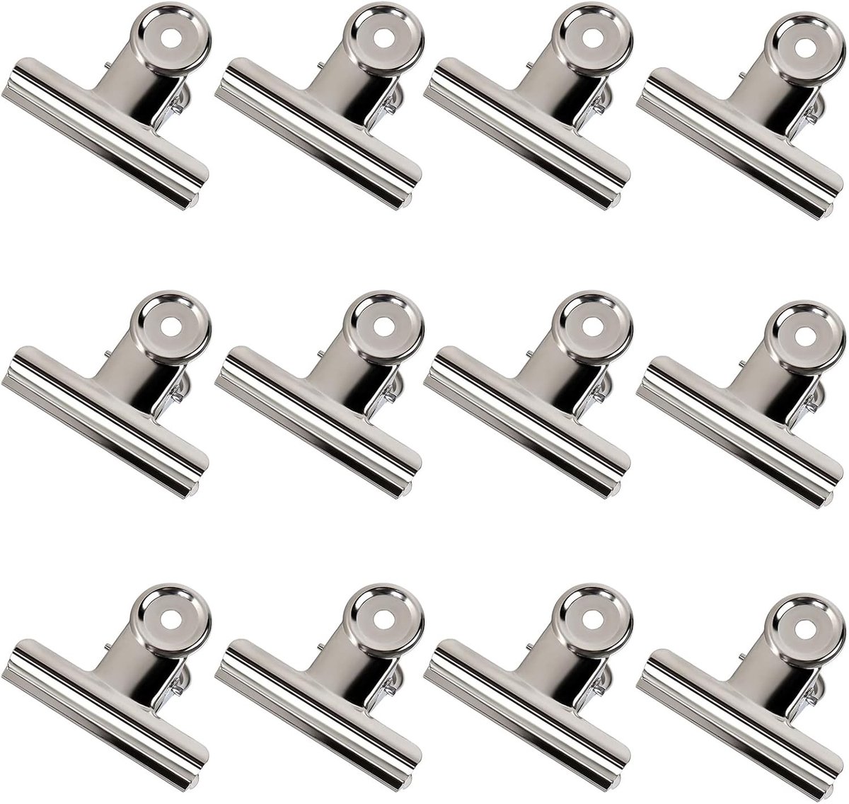 Grote metalen bulldog clips van 50 mm - 12 stuks, stevige binder clips voor papier, kantoorgebruik en organisatie