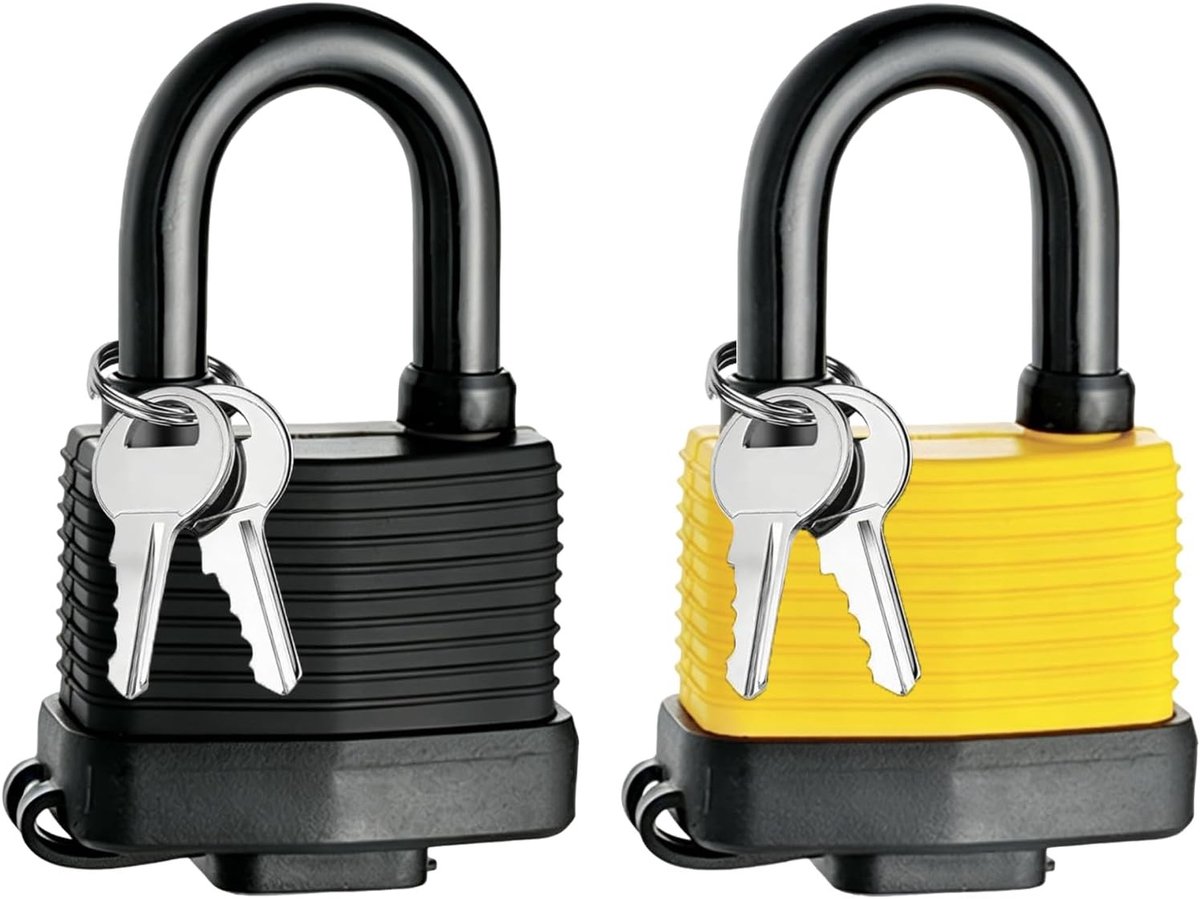 Weerbestendig hangslot met sleutel - Veiligheidsslot voor garages, hekken en opslagruimtes, messing materiaal, gelijksluitend