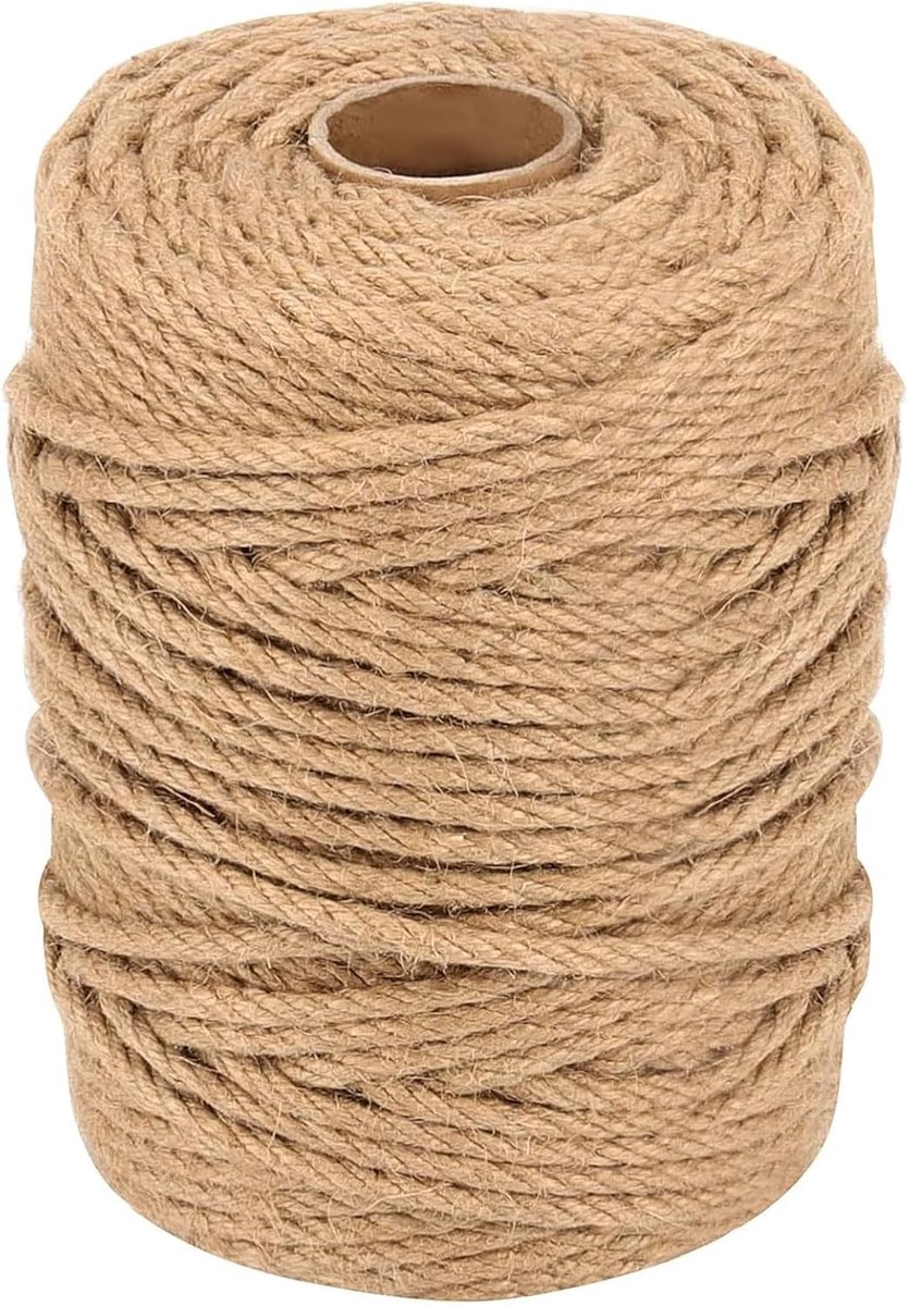 Jute Touw 100 m x 6 mm - Sterk en Duurzaam Touw voor Knutselen, Tuinieren en Verpakken