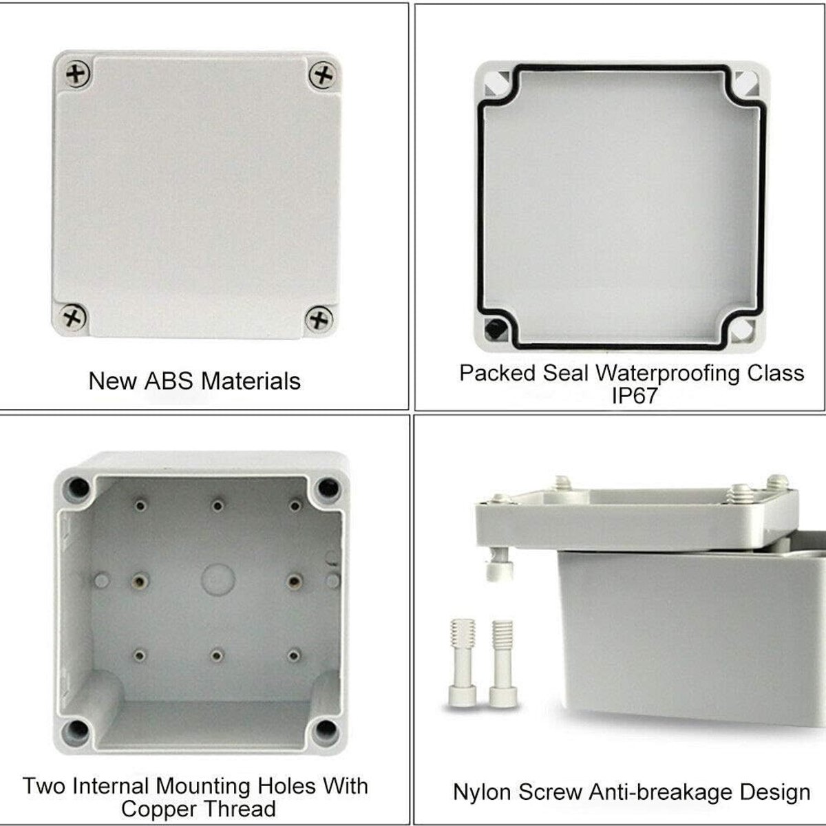 Waterdichte Junction Box IP67 ABS Elektrische Projectdoos voor Doe-Het-Zelf Projecten, Binnen en Buiten, 125 x 125 x 100 mm
