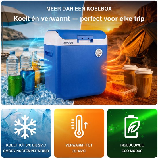 Luvego Elektrische Koelbox 30L - Frigobox 12 Volt 230v - Met Ingebouwde Bluetooth Speaker - Auto Coolbox van Luvego — afbeelding 4