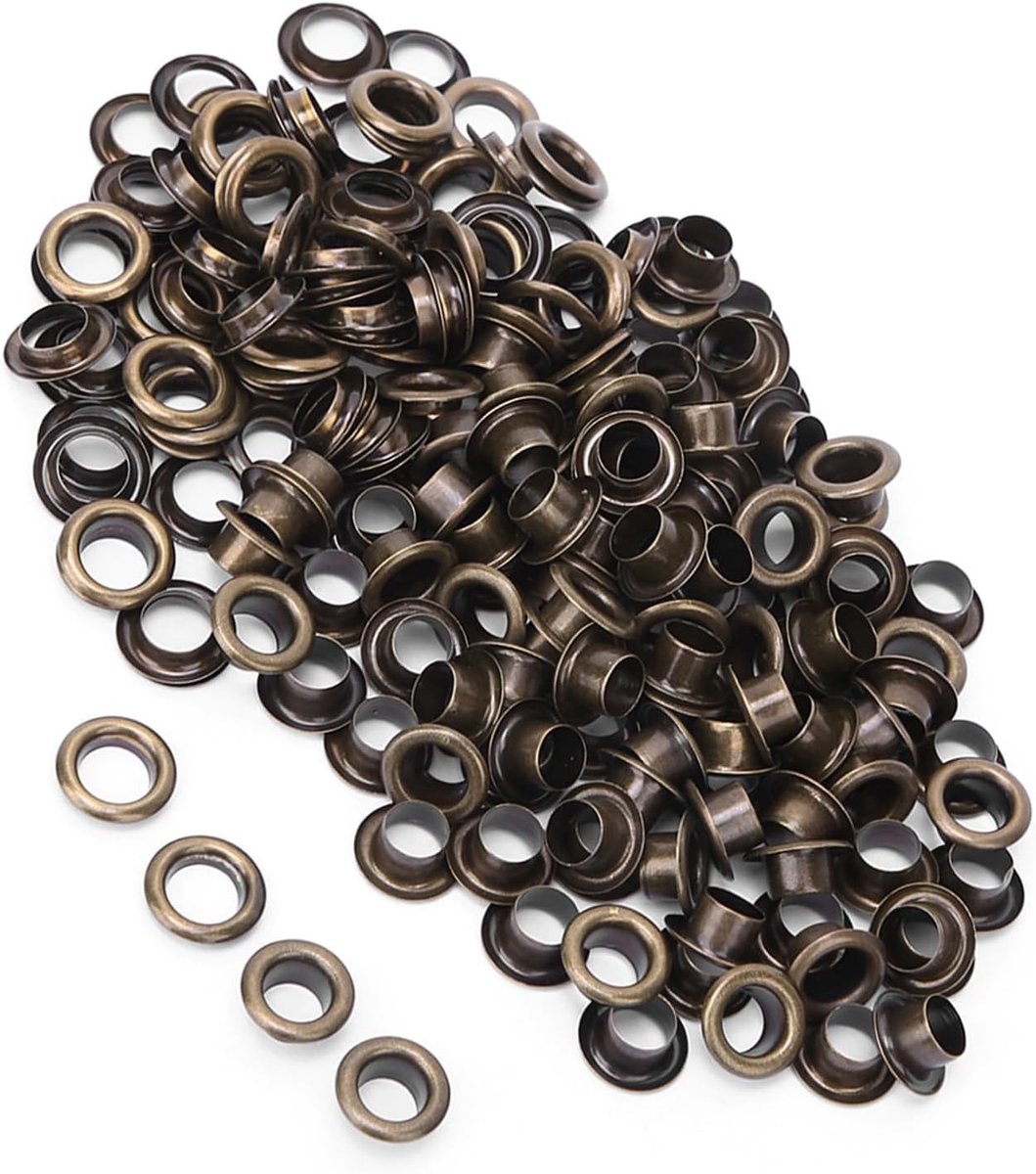 100 stuks 6 mm messing dubbele ogen voor lederhandwerk, tassen, riemen en schoenen accessoires met bronzen afwerking