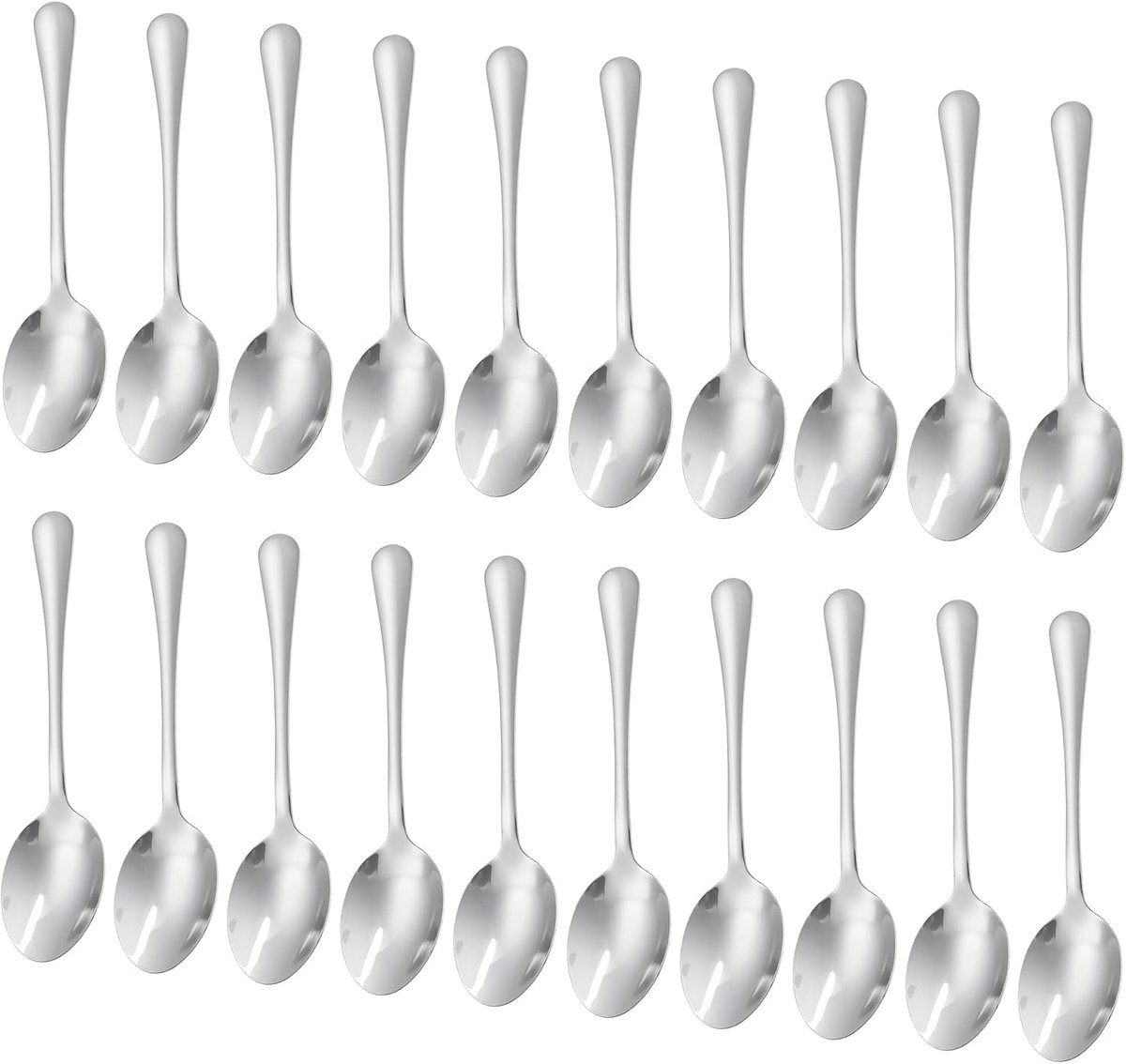 Roestvrijstalen dessertlepels set van 20 - 7,2 inch soeplepels voor thuis en restaurant, vaatwasmachinebestendig, duurzaam en stijlvol bestek