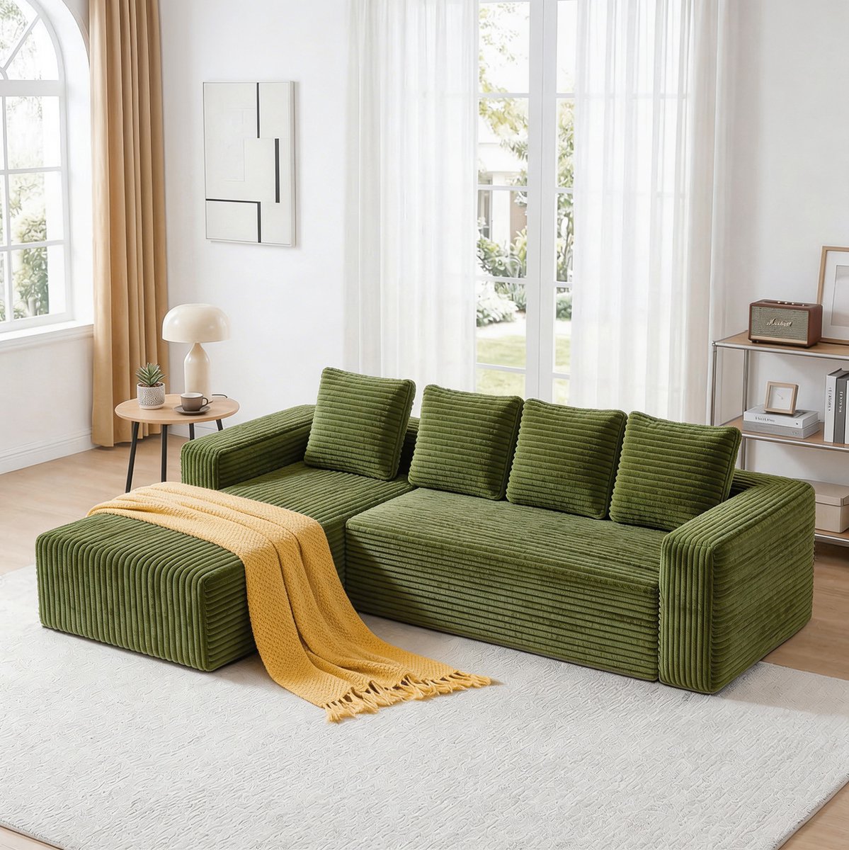 MIVRAY Hoekbank 261 x 168 x 58 cm - Modulaire L-vorm Met Chaise Longue En Diepe Zitting - 
