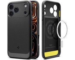 Spigen Rugged Armor MagFit - Hoesje Geschikt voor Apple iPhone 17 Pro Max - Back Cover Compatibel met MagSafe - Air Cushion - Matte Zwart