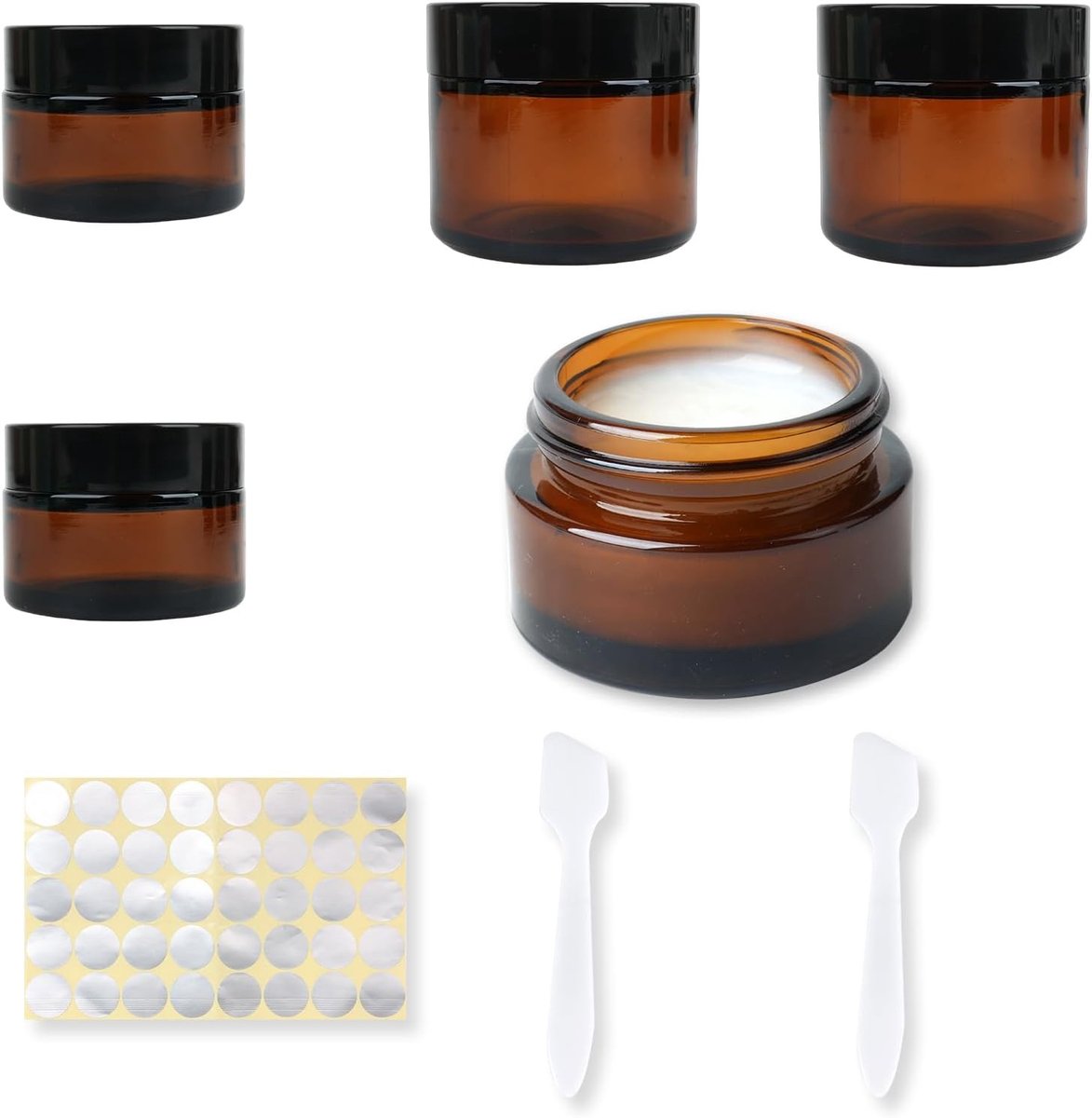 Lege Amber Glazen Pot voor Crème, 20ml/30ml - Bruine Glazen Container voor Cosmetica en Opslag