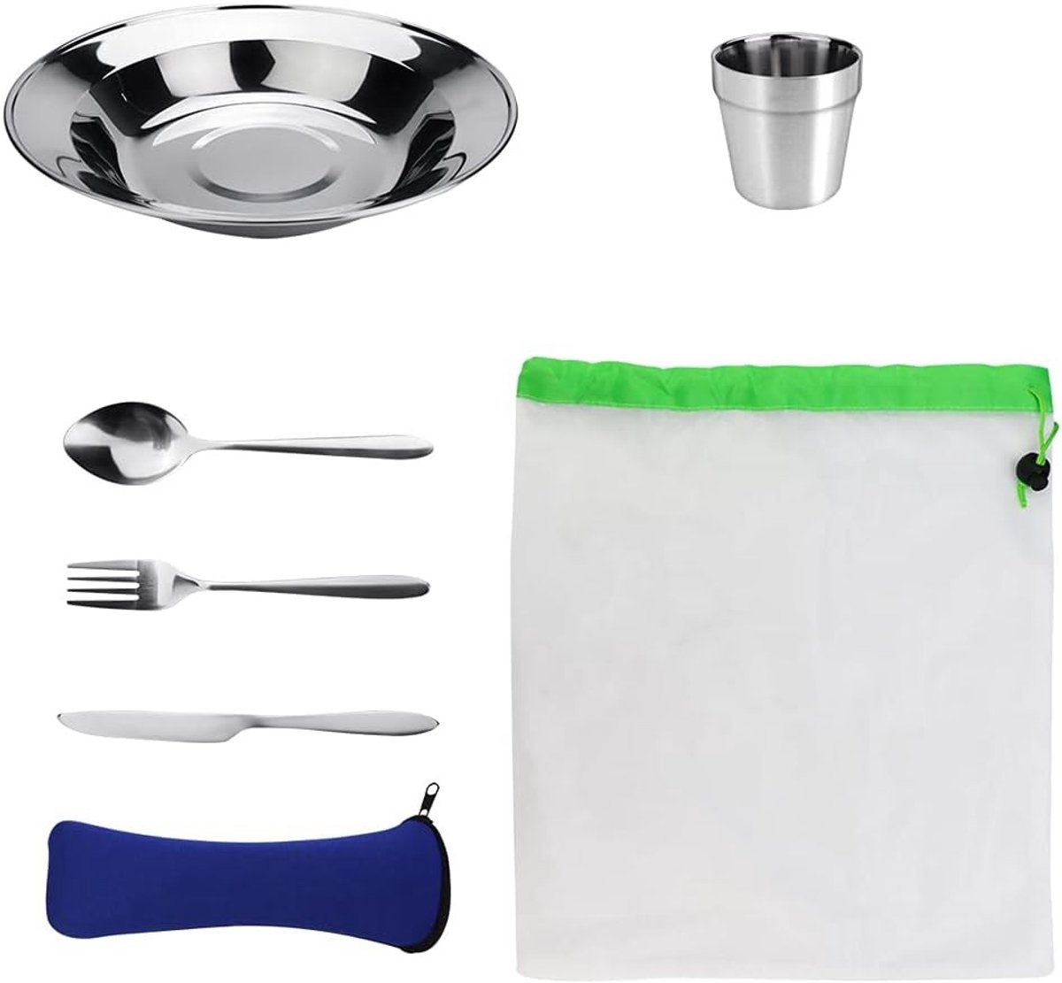 Complete Camping Bestek Set voor Buitenactiviteiten - Lichtgewicht, Roestvrij Staal en Duurzaam Gebruik
