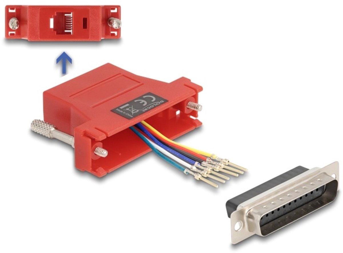 Delock D-Sub 25 pin male to RJ12 female Assembly Kit red