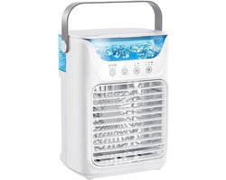 VHV - Luchtkoeler - Mini airco - Aircooler - Tafelventilator - 4-in-1 - Draagbaar - Verdampingskoeler - Voor bureau en slaapkamer - 16.5*12.2*21.1cm - Wit