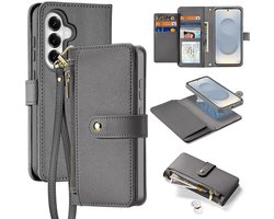 Dux Ducis Lawa Hoesje Geschikt voor Samsung Galaxy S26 - Magnetische 2-in-1 Wallet Book Case - Compatibel met MagSafe / Qi2 - Grijs