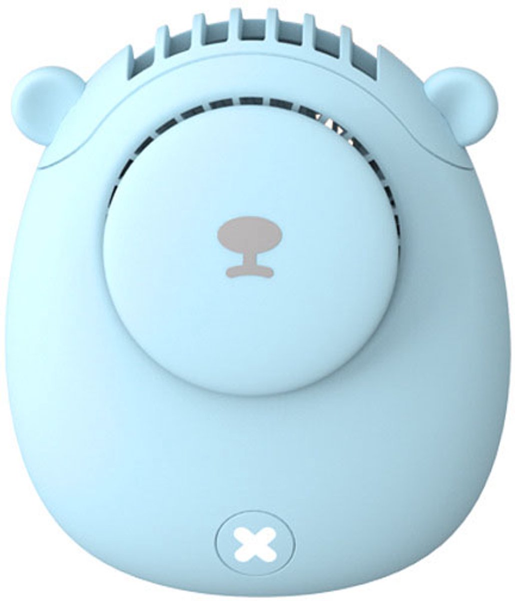 Draagbare nekventilator (handsfree); bladloos ontwerp, USB-oplaadbaar – Blauw