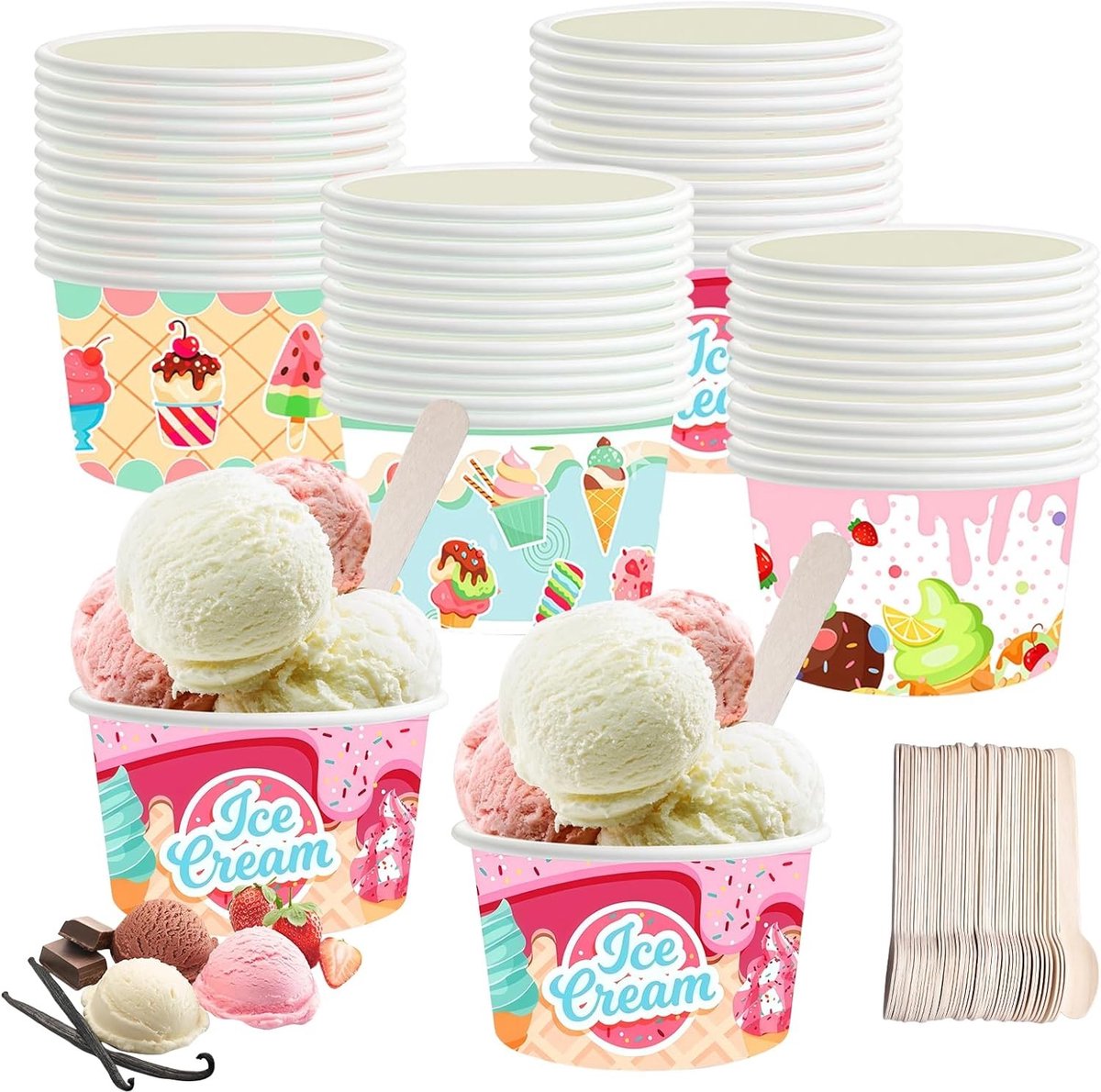 Biologisch Afbreekbare Papieren Bekers 240ml - 50 Stuks, Ideaal voor Koffie, Soep en IJs, Sterk en Duurzaam