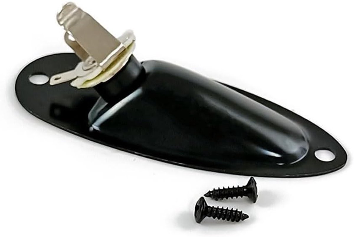 Ingangs-/uitgangsjackplaat met 6.35mm aansluiting voor elektrische gitaar, geschikt voor Fender Strat, zwart, ideaal voor muzikanten