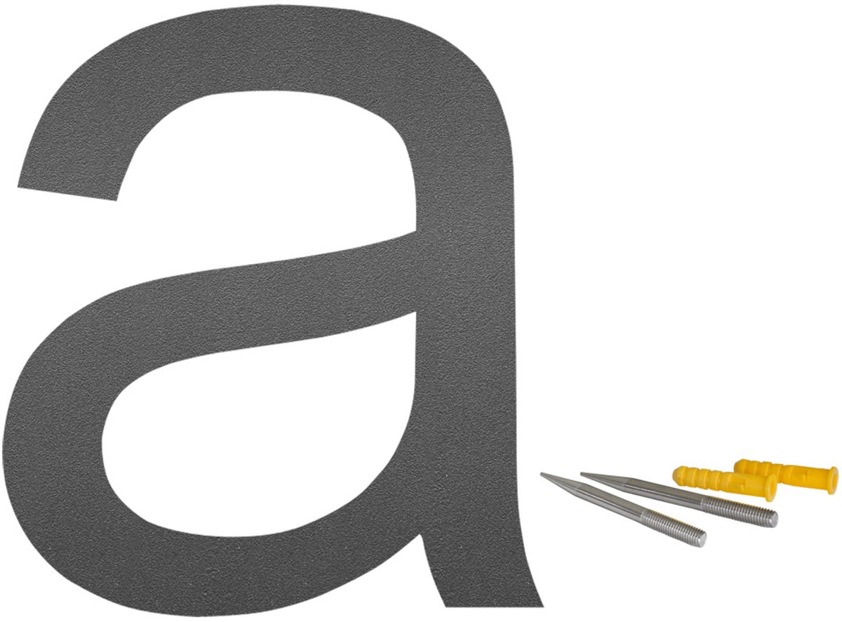 Roestvrijstalen huisnummerletter "a" – Lettertype Arial, mat antraciet, 20 cm V2Aox