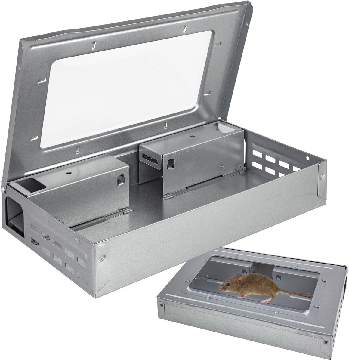 Metalen Muizenval Muizen Muis Tuin Muizenval Live Trap Aas Station voor Muizen Muis Aas Doos Aas Woelmuis Repel Petigi