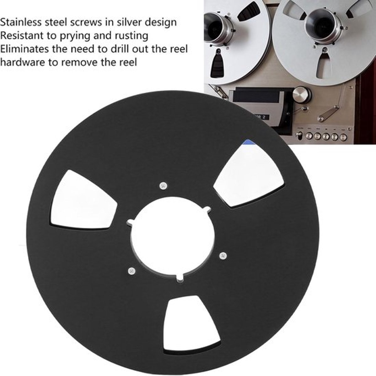 Opnamespoel - Tapespoel - Verbeterde geluidskwaliteit - Zwart - Opname - Geschikt voor 1/4 inch tapes - 10,5 inch haspel