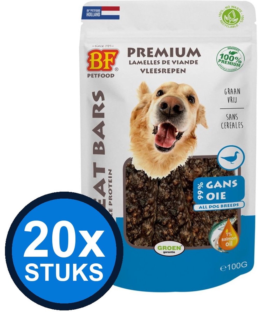 20x Biofood - meat bars gans (100% mono proteïne) 100gr - Hondenvoer Snacks - 100 g