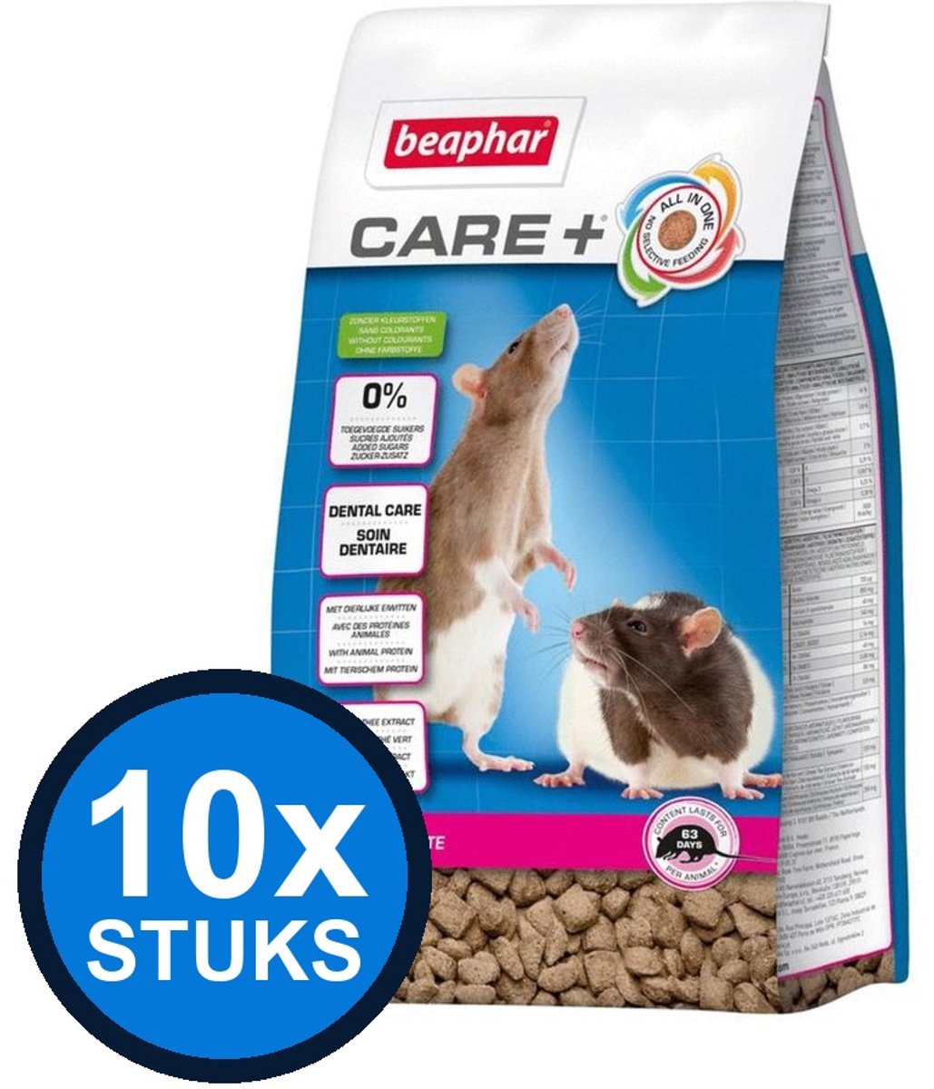 10x Beaphar - Care+ rat 700gr - Knaagdierenvoer - 700 g