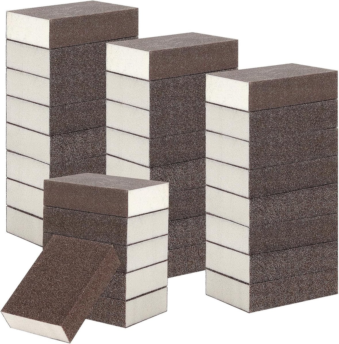 Abrasieve Spons Set van 30 Stuks met Diverse Korrelgroottes voor Schuren en Polijsten van Metaal en Hout, Ideaal voor Handmatig Schuren en Afwerking, 10 x 7 x 2.5 cm
