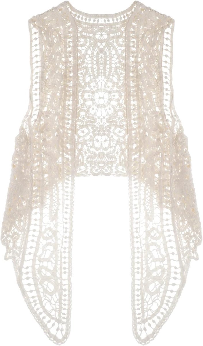 Boho Hippie Gehaakte Cardigan met Open Hollow Lace en Ongelijke Mouwen voor Dames - Ideaal voor Lente en Zomer