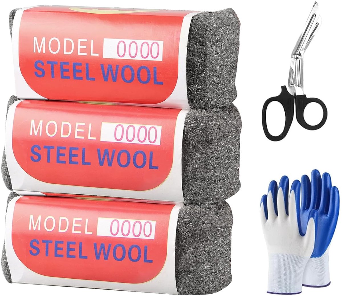 3 Rollen Staalwol 100 g - Fijne Staalwol voor Schoonmaken van Plastic Jaloezieën, Vulmiddel voor Gaten en Scheuren in Muren, Ideaal voor Garages en Tuinen